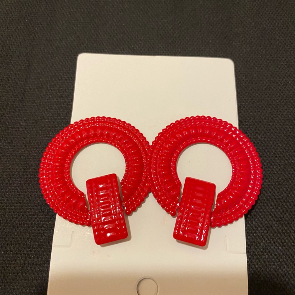 Red Circle Earrings